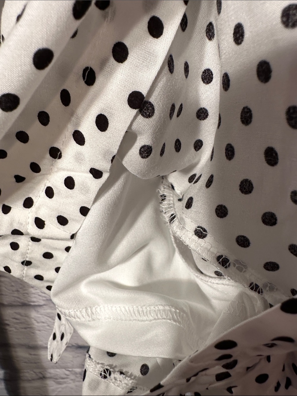 Polka Dot V-Neck Short Sleeve Romper with Black Waistband - White/Black - Picture 14 of 14